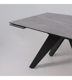 Стол AV 2122, МДФ+керамика, раздвижной 1400 (1800)*850 серый, матовый  LARKA GREY/черный