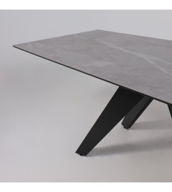 Стол AV 2122, МДФ+керамика, раздвижной 1400 (1800)*850 серый, матовый  LARKA GREY/черный