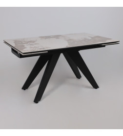 Стол AV 2122, МДФ+керамика, раздвижной 1400 (2000)*850 белый, глянцевый PANDORA/черный