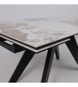 Стол AV 2122, МДФ+керамика, раздвижной 1400 (2000)*850 белый, глянцевый PANDORA/черный