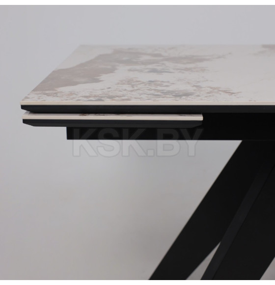 Стол AV 2122, МДФ+керамика, раздвижной 1400 (2000)*850 белый, глянцевый PANDORA/черный (119686) 