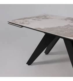 Стол AV 2122, МДФ+керамика, раздвижной 1400 (2000)*850 белый, глянцевый PANDORA/черный