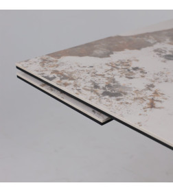 Стол AV 2122, МДФ+керамика, раздвижной 1400 (2000)*850 белый, глянцевый PANDORA/черный