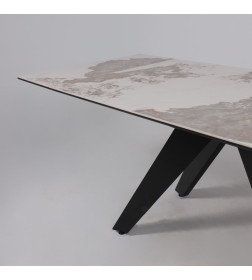 Стол AV 2122, МДФ+керамика, раздвижной 1400 (2000)*850 белый, глянцевый PANDORA/черный