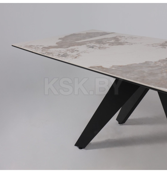 Стол AV 2122, МДФ+керамика, раздвижной 1400 (2000)*850 белый, глянцевый PANDORA/черный (119686) 