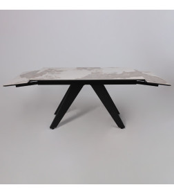 Стол AV 2122, МДФ+керамика, раздвижной 1400 (2000)*850 белый, глянцевый PANDORA/черный