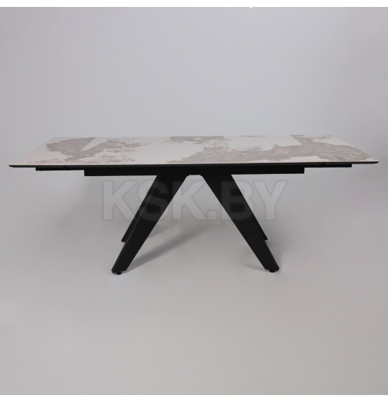 Стол AV 2122, МДФ+керамика, раздвижной 1400 (2000)*850 белый, глянцевый PANDORA/черный (119686) 