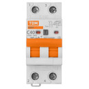 Дифференциальный автомат АД2P 2Р С40 30мА 6кА тип АС TDM SQ0204-0617 (SQ0204-0617) 
