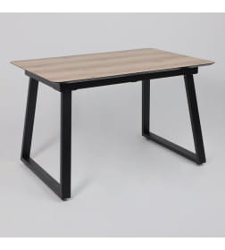 Стол AV 1208, HPL+МДФ,  раздвижной 1200 (1600)*800 Дуб Делано натуральный/черный