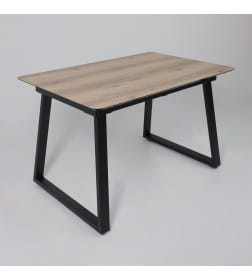 Стол AV 1208, HPL+МДФ,  раздвижной 1200 (1600)*800 Дуб Делано натуральный/черный