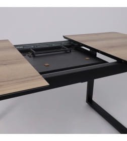 Стол AV 1208, HPL+МДФ,  раздвижной 1200 (1600)*800 Дуб Делано натуральный/черный