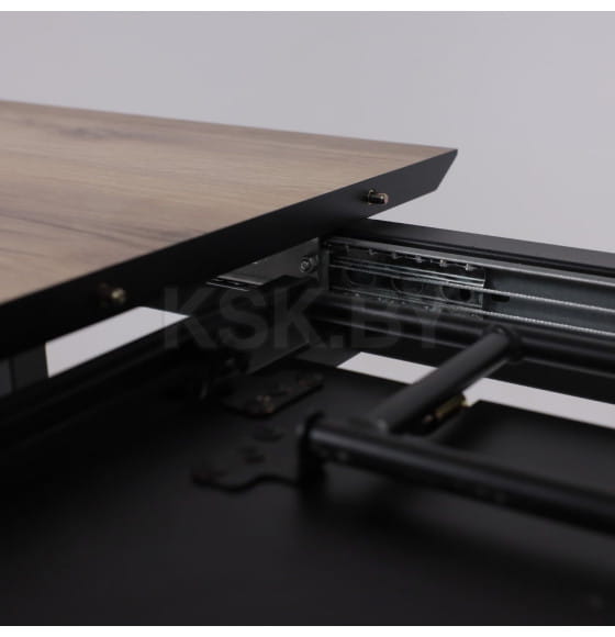 Стол AV 1208, HPL+МДФ,  раздвижной 1200 (1600)*800 Дуб Делано натуральный/черный (119638) 