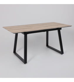 Стол AV 1208, HPL+МДФ,  раздвижной 1200 (1600)*800 Дуб Делано натуральный/черный