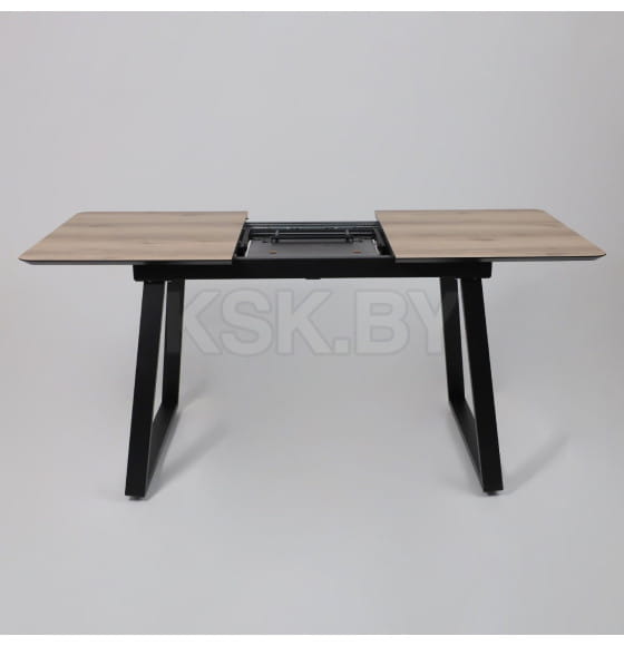 Стол AV 1208, HPL+МДФ,  раздвижной 1200 (1600)*800 Дуб Делано натуральный/черный (119638) 