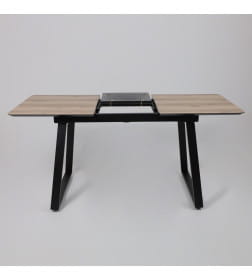 Стол AV 1208, HPL+МДФ,  раздвижной 1200 (1600)*800 Дуб Делано натуральный/черный