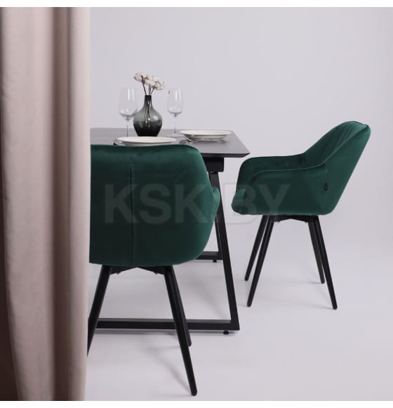 Стол AV 1208, HPL+МДФ,  раздвижной 1200 (1600)*800 Черный тунис/черный (119635) 