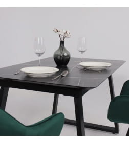 Стол AV 1208, HPL+МДФ,  раздвижной 1200 (1600)*800 Черный тунис/черный