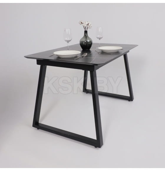 Стол AV 1208, HPL+МДФ,  раздвижной 1200 (1600)*800 Черный тунис/черный (119635) 