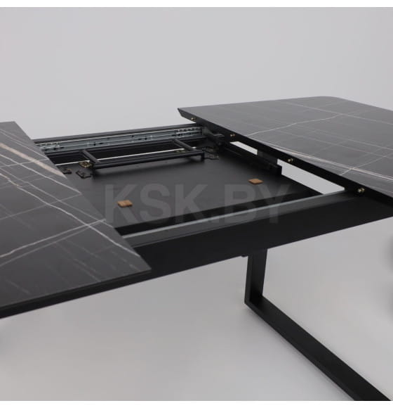 Стол AV 1208, HPL+МДФ,  раздвижной 1200 (1600)*800 Черный тунис/черный (119635) 