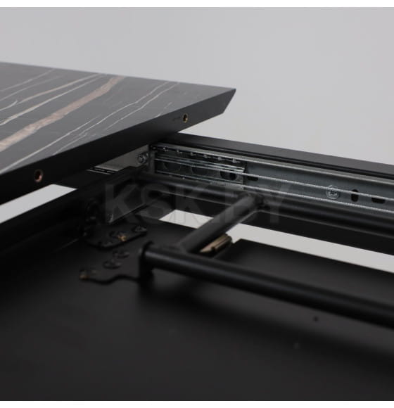 Стол AV 1208, HPL+МДФ,  раздвижной 1200 (1600)*800 Черный тунис/черный (119635) 