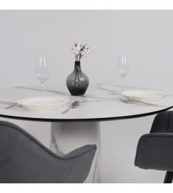 Стол AV 1317, HPL+МДФ, нераздвижной 1200 Мрамор белый/черный