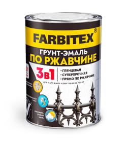 Грунт-эмаль по ржавчине 3 в 1 FARBITEX красный,  1,8 кг