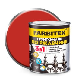Грунт-эмаль по ржавчине 3 в 1 FARBITEX красный,  1,8 кг