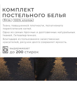 Постельное бельё "Этель" 2 сп Golden Christmas 175х215 см, 200х220 см, 70х70 см - 2 шт, бязь