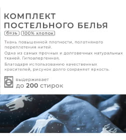 Постельное бельё "Этель" 2 сп Magic night 175х215 см, 200х220 см, 70х70 см - 2 шт, бязь