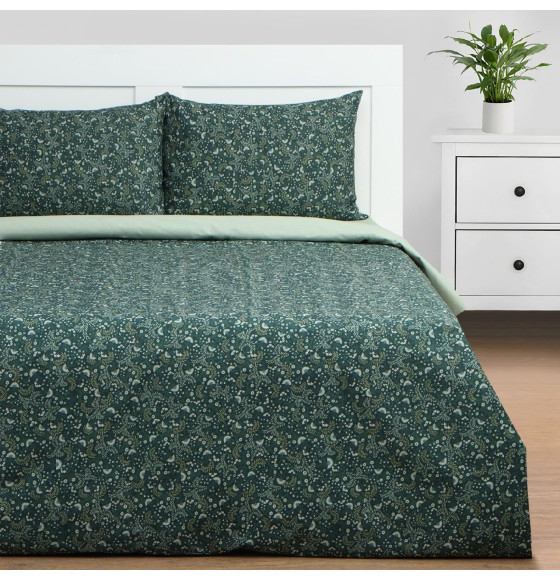 Постельное бельё Этель 1,5 сп Small leaves, 143х215 см, 150х214 см, 50х70 см 2 шт, поплин (9947003) 
