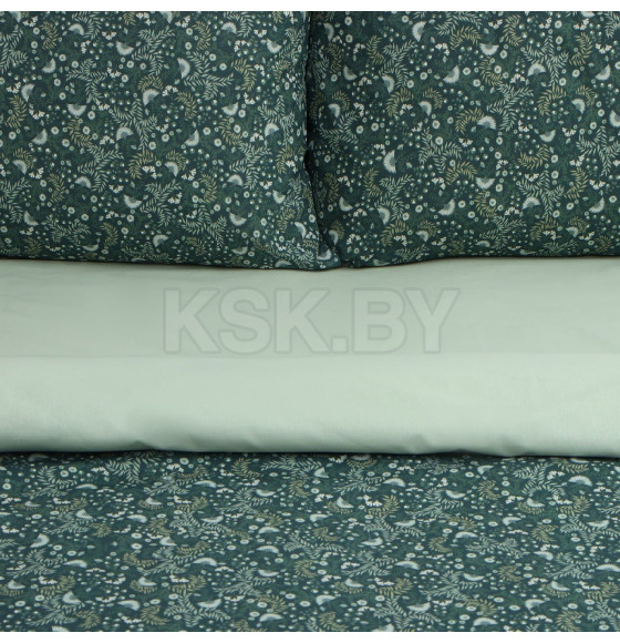 Постельное бельё Этель 1,5 сп Small leaves, 143х215 см, 150х214 см, 50х70 см 2 шт, поплин (9947003) 