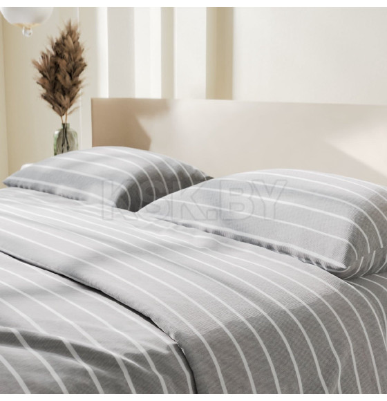 Постельное бельё Этель Дуэт Gray stripes 143х215см-2шт,220х240см,70х70см-2шт, 100% хлопок, поплин (6632214) 