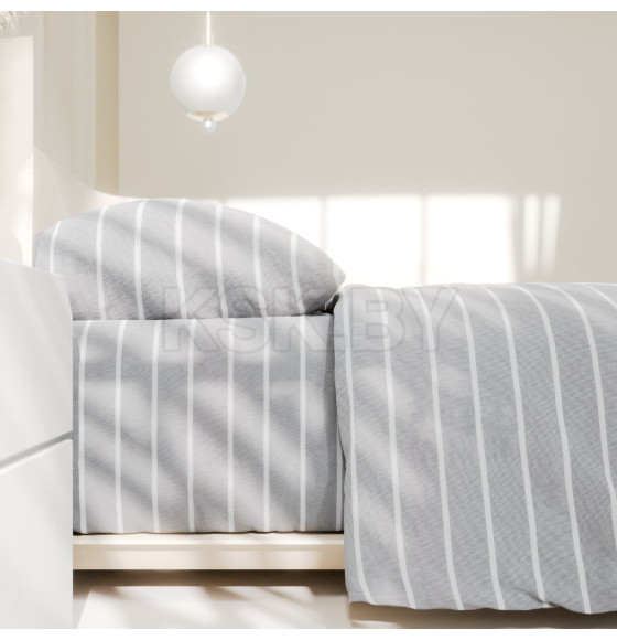 Постельное бельё Этель Дуэт Gray stripes 143х215см-2шт,220х240см,70х70см-2шт, 100% хлопок, поплин (6632214) 