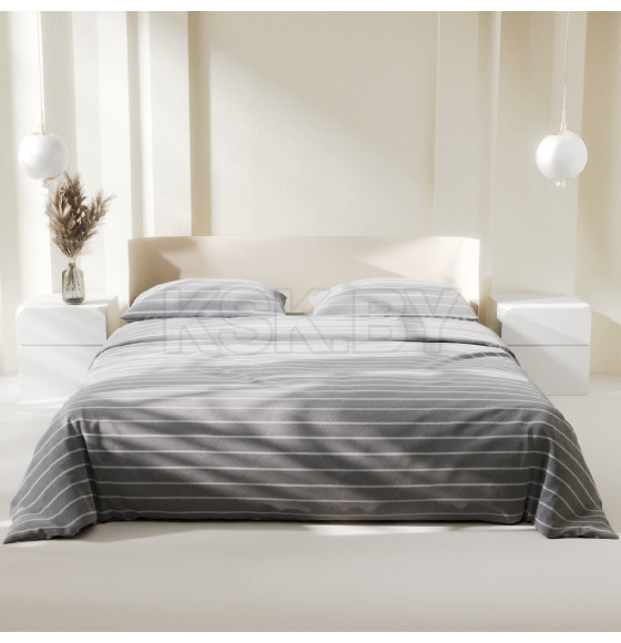 Постельное бельё Этель Дуэт Gray stripes 143х215см-2шт,220х240см,70х70см-2шт, 100% хлопок, поплин (6632214) 