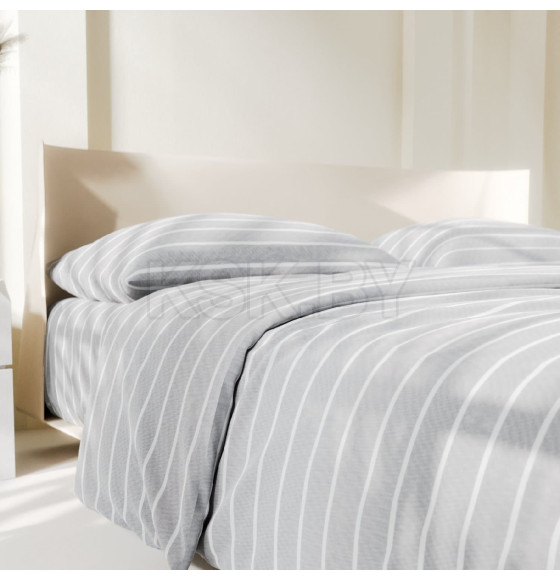 Постельное бельё Этель Дуэт Gray stripes 143х215см-2шт,220х240см,70х70см-2шт, 100% хлопок, поплин (6632214) 