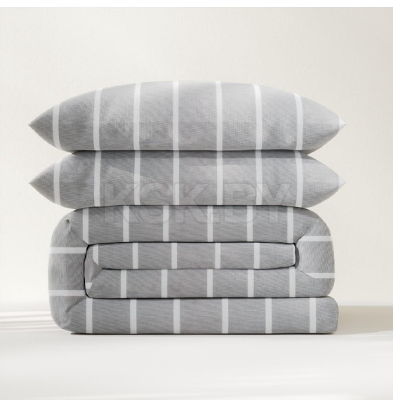 Постельное бельё Этель Дуэт Gray stripes 143х215см-2шт,220х240см,70х70см-2шт, 100% хлопок, поплин (6632214) 