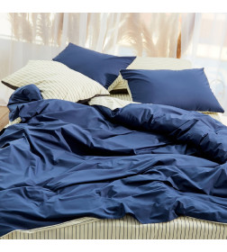Постельное бельё Этель 1.5сп Stripes: blue, 143х215см, 150х214см, 50х70см-2 шт, перкаль,114 г/м2