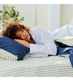 Постельное бельё Этель 1.5сп Stripes: blue, 143х215см, 150х214см, 50х70см-2 шт, перкаль,114 г/м2
