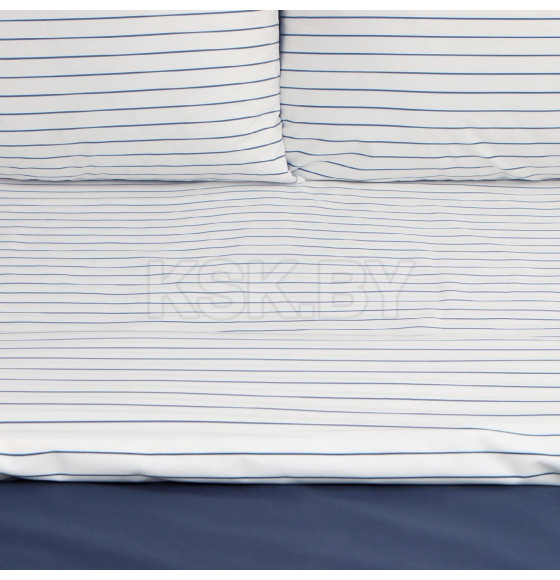 Постельное бельё Этель 1.5сп Stripes: blue, 143х215см, 150х214см, 50х70см-2 шт, перкаль,114 г/м2 (9888832) 