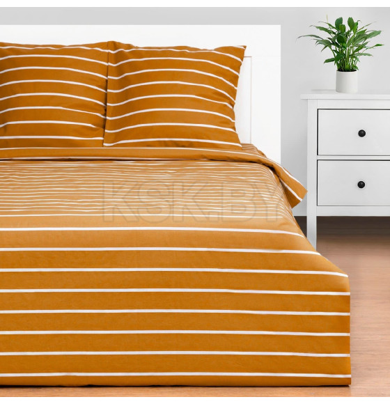 Постельное бельё Этель Евро Mustard stripes 200х217см, 220х240см, 70х70см-2 шт, 100% хлопок,поплин (6632201) 
