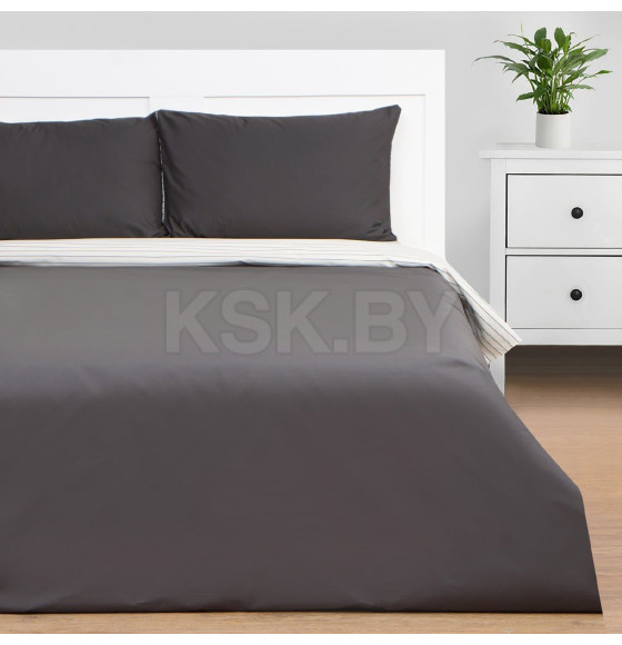 Постельное бельё Этель 1.5сп Stripes: grey, 143х215см, 150х214см, 50х70см-2 шт, перкаль,114 г/м2 (9888827) 