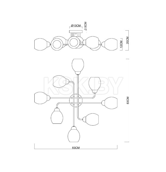 Люстра потолочная Arte Lamp ANDREA A8141PL-8BK (A8141PL-8BK) 