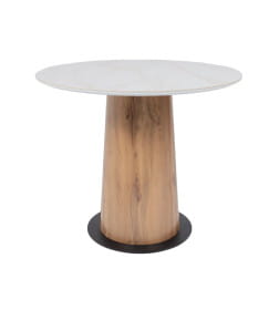 Стол AV 2317, МДФ+керамика, нераздвижной 900 белый, глянцевый CARLA LARKIN/черный+HPL Дуб Вотан