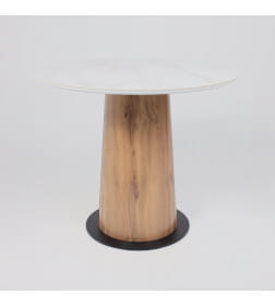 Стол AV 2317, МДФ+керамика, нераздвижной 900 белый, глянцевый CARLA LARKIN/черный+HPL Дуб Вотан