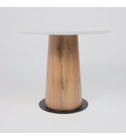 Стол AV 2317, МДФ+керамика, нераздвижной 900 белый, глянцевый CARLA LARKIN/черный+HPL Дуб Вотан