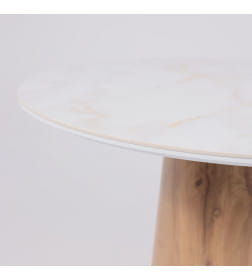 Стол AV 2317, МДФ+керамика, нераздвижной 900 белый, глянцевый CARLA LARKIN/черный+HPL Дуб Вотан