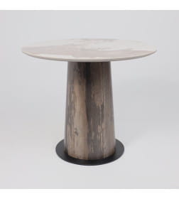 Стол AV 2317, МДФ+керамика, нераздвижной 900 белый, глянцевый PANDORA/черный+HPL Ипанема