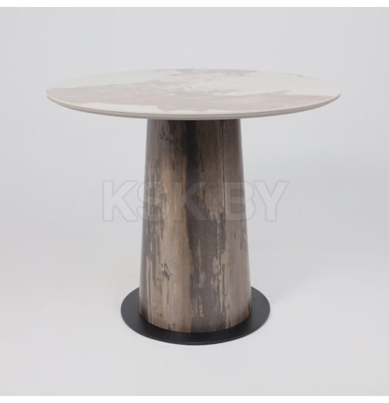 Стол AV 2317, МДФ+керамика, нераздвижной 900 белый, глянцевый PANDORA/черный+HPL Ипанема (119693) 