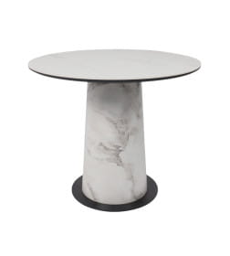 Стол AV 2317, МДФ+керамика, нераздвижной 900 белый, матовый SNOW WHITE/черный+HPL Виктори натуральный