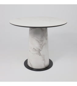 Стол AV 2317, МДФ+керамика, нераздвижной 900 белый, матовый SNOW WHITE/черный+HPL Виктори натуральный